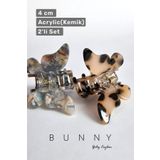 BUNNY 4 CM KELEBEK AKRİLİK MANDAL TOKA (KEMİK) 2 Lİ SET ( KOYU RENK)