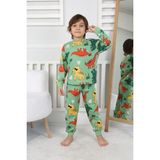 Bunny Hopp %100 Pamuk Dinozor Desenli Uzun Kollu Erkek Çocuk Pijama Takımı 3,4,5,6,7,8 Yaş - Yeşil - 4 - 5 Yaş