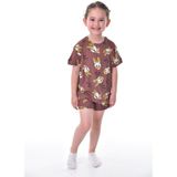 Bunny Hopp %100 Pamuk Interlok Kumaş Kısa Kollu Şortlu Daisy Duck Desenli Yazlık Kız Çocuk Pijama Takımı - 7 - 8 Yaş - Kahverengi