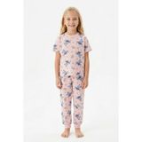 Bunny Hopp Sevimli Karakter Desenli Kız Çocuk Pijama Takımı - %100 Pamuklu Pembe Uyku Seti - 8 - 9 Yaş