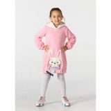 Bunny Soft Kapişonlu Pembe Kız Çocuk Elbise - 9 Yaş - Pembe