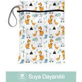 Bunnybons Dino - Islak/kuru Kirli Temiz Kıyafet Mayo Bebek Çamaşır Çantası - Sıvı Geçirmez - Renkli