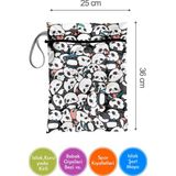 Bunnybons Panda Islak/Kuru Kirli Temiz Kıyafet Mayo Bebek Çamaşır Çantası - Sıvı Geçirmez - Yeşil