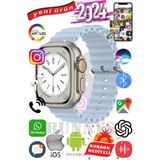 Bunnys Apple iPhone 12 Mini Uyumlu Akıllı Saat Ultra Max 2024 Kordon Hediyeli Amoled Ekran - 49 mm - Açık Mavi