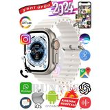 Bunnys Apple iPhone 12 Mini Uyumlu Akıllı Saat Ultra Max 2024 Kordon Hediyeli Amoled Ekran - 49 mm - Beyaz