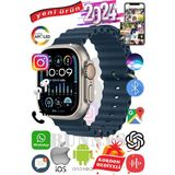 Bunnys Apple iPhone 12 Mini Uyumlu Akıllı Saat Ultra Max 2024 Kordon Hediyeli Amoled Ekran - 49 mm - Koyu Mavi