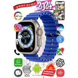 Bunnys Apple iPhone 12 Mini Uyumlu Akıllı Saat Ultra Max 2024 Kordon Hediyeli Amoled Ekran - 49 mm - Mavi