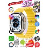 Bunnys Apple iPhone 12 Mini Uyumlu Akıllı Saat Ultra Max 2024 Kordon Hediyeli Amoled Ekran - 49 mm - Sarı