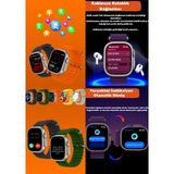 Bunnys Apple iPhone 12 Mini Uyumlu Universal Akıllı Saat Watch Ultra2 49MM Kordonlu - Son Versiyon - Bordo - 49 mm