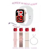 Bunnys Apple İphone 12 Pro Max Uyumlu Beyaz Akıllı Saat Watch 10 Mini Kordon Hediyeli Amoled Ekran 41Mm