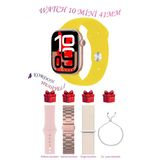 Bunnys Apple İphone 12 Uyumlu Sarı Akıllı Saat Watch 10 Mini Kordon Hediyeli Amoled Ekran 41Mm