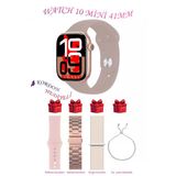 Bunnys Apple İphone 16 Pro Max Uyumlu Gül Akıllı Saat Watch 10 Mini Kordon Hediyeli Amoled Ekran 41Mm