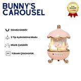 Bunny's Carrousel Dönen Işıklı Müzikli Gece Lambası, Tavşan Figürlü Karusel Oyuncak, Çocuk Odası Dekoru, Hediye Seçeneği | Hzlstore