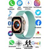 Bunnys Metal Kordonlu Akıllı Saat Watch 8 Ultra Max Sesli Görüşme Ios Android Uyumlu Akıllı Saat Ultra - 49 mm - Turkuaz