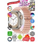Bunnys Samsung Galaxy A10 Uyumlu Akıllı Saat Ultra Max 2024 Kordon Hediyeli Amoled Ekran - 49 mm - Pembe