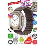 Bunnys Samsung Galaxy Z Flip Uyumlu Akıllı Saat Ultra Max 2024 Kordon Hediyeli Amoled Ekran - 49 mm - Kahverengi