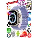 Bunnys Samsung Galaxy Z Flip Uyumlu Akıllı Saat Ultra Max 2024 Kordon Hediyeli Amoled Ekran - 49 mm - Lila
