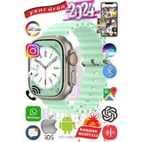 Bunnys Samsung Galaxy Z Flip Uyumlu Akıllı Saat Ultra Max 2024 Kordon Hediyeli Amoled Ekran - 49 mm - Su Yeşili