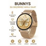 Bunnys Şık Kadın Akıllı Saat – Su Geçirmez, Yuvarlak Çelik Kasa, Metal Kordon