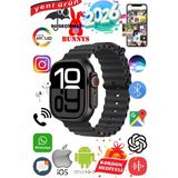 Bunnys Sony Xperia Uyumlu Su Geçirmez Akıllı Saat Ultra 49MM Kordon Hediyeli 4gb Amoled Ekran - 49 mm - Simsiyah