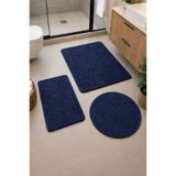 Bünyan Halı Banyo Halısı Peluş Post Halı Klozet Takımı Büyük 60x100/60x60/40x60 Lacivert