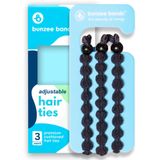 Bunzee Bands - Küçük Ayarlanabilir Saç Bağları | Saten Scrunchies'den daha yumuşak | Kadınlar için Güçlü At Kuyruğu Tutucuları | Kalın Saçlar için Siyah Saç Bağları | Hasar Vermeyen Saç Kravatı (3