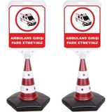 Burada Reklam ve Medikal Ambulans Girişi Park Etmeyiniz Reklam Uyarı Yönlendirme Dubası 2 Adet A+ Plastik