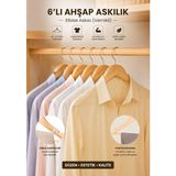 BURADABULDUN 6'lı Vernikli Doğal Ahşap Elbise Askısı - Ceket Gömlek Pantolon Askılığı Dayanıklı Ahşap Askı - 00 Kahverengi