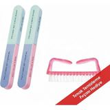 BURADABULDUN 7 Aşamalı Profesyonel Tırnak Törpüsü 2 Adet + Tırnak Temizleme Fırçası Hediyeli | Parlatıcı ve Şekillendirici Nail Buffer Set