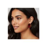 Buradabuldun Kadın Bordo 14K Kaplama Çelik Halka Küpe (30 Mm)