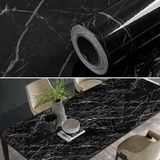 Buradabuldun® Mermer Desenli Masa Tezgah Mutfak Su Geçirmez Yapışkanlı Folyo Sticker Siyah 5x0,6m