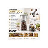 BURADABULDUN Seramik Öğütücülü 5 Kademe Ayarlı Tuz ve Karabiber El Değirmeni - 180 ml Şeffaf Cam Hazne 13 cm