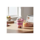 Buradabuldun Titiz 600 Ml Kaşıklı Yoğurt & Müsli Kabı - Taşınabilir Kase - Pembe