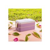 Buradabuldun Titiz Fely 2 Katlı Öğle Yemeği Kabı - Çatal Kaşık Dahil - Sızdırmaz & Kilitli Lunch Box- Mor Renk