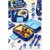 BuradaBuldun Titiz Happii 1030 ml Çelik Bölmeli Beslenme Kabı Sızdırmaz Silikon Contalı Çatal Kaşık Setli