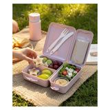 BURADABULDUN Titiz Takeaway Beslenme Kabı Seti Bölmeli Lunch Box Çatal Bıçak Dahil Bpa Free - 1 - Lila