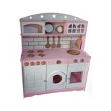 Buradadavar Hobi Ahşap Boyalı Ahşap Oyuncak Mutfak Servis Seti Pembe