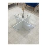 BURAK HOME DECOR Modern Yuvarlak Orta Sehpa Temperli Cam 90cm Çap