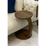 BURAK HOME DECOR Tekerlekli Yuvarlak Modern Ceviz C Sehpa Koltuk Yan Sehpası Zigon Sehpa 45 cm Yuvarlak 55 cm Yükseklik