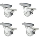 Burak Teker Burak Casters 50MM Çift Sıra Bilyeli Frenli U Tablalı Tekerlek 0516 Fhg -4 Adet - Gri Teker
