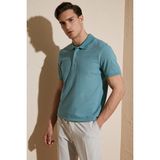 Buratti % 100 Pamuk Düğmeli Polo T Shirt Erkek Polo 5902127 - 13M-Mavi