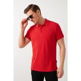 Buratti % 100 Pamuk Düğmeli Polo T Shirt Erkek POLO 5902127 - Kırmızı
