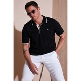 Buratti % 100 Pamuk Düğmeli Regular Fit Polo Yaka T Shirt Erkek POLO YAKA T SHİRT 5902118 - Siyah - Beyaz