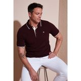Buratti % 100 Pamuk Düğmeli Regular Fit Polo Yaka T Shirt Erkek POLO YAKA T SHİRT 5902118 - Vişne - Beyaz