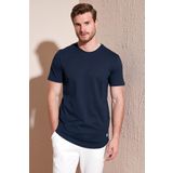 Buratti % 100 Pamuk Regular Fit Bisiklet Yaka T shirt Erkek T Shirt 5902511 İNDİGO