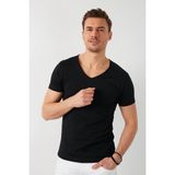 Buratti % 100 Pamuklu V Yaka Basic T Shirt Erkek T SHİRT 5412001 - Siyah