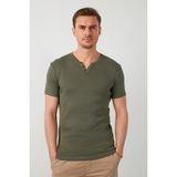 Buratti % 100 Pamuklu V Yaka Slim Fit T Shirt Erkek T SHİRT 5902122 - 3M9-HAKİ