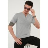Buratti % 100 Pamuklu V Yaka Slim Fit T Shirt Erkek T SHİRT 5902122 - Gri Melanj