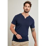 Buratti % 100 Pamuklu V Yaka Slim Fit T Shirt Erkek T SHİRT 5902122 - İndigo