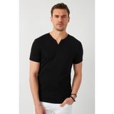 Buratti % 100 Pamuklu V Yaka Slim Fit T Shirt Erkek T SHİRT 5902122 - Siyah